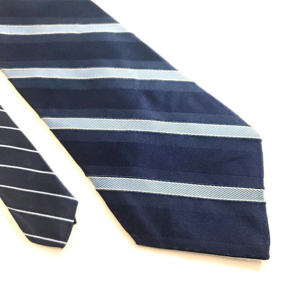 Tommy Hilfiger Blue Striped Woven Silk Tie‎